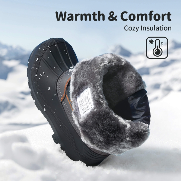 Kids Waterproof Shell Bottom Snow Boots - NAVY GREY ORANGE - 2